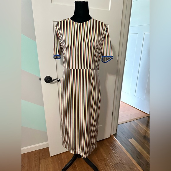 Vintage DVF Diane Von Furstenberg Retro Mod Rainbow Strior Sheath Dress MIDI 8 - Picture 3 of 11